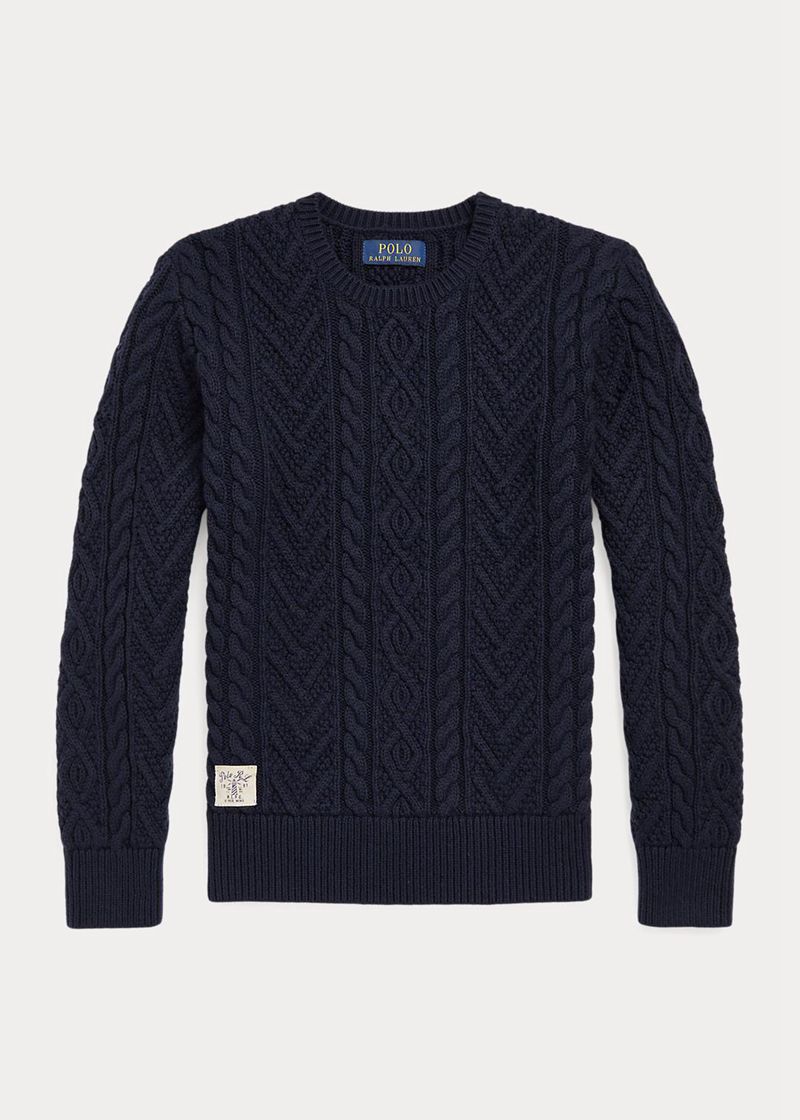 Sueter Ralph Lauren Niño 6-14 Años Aran-Knit Cotton-Blend Jumper Chile Azul Marino JCZML-4987